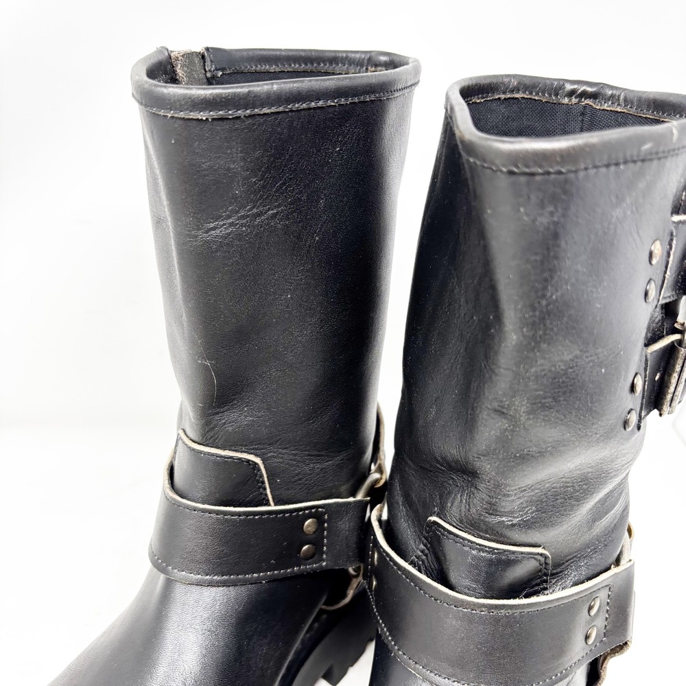 Steve Madden Black Leather Moto Harness Platform Lug Sole Boots Womens Size 7M - Picture 3 of 10